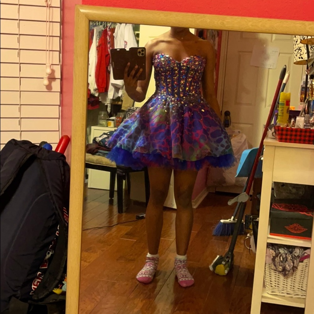 Colorful short prom or homecoming dress